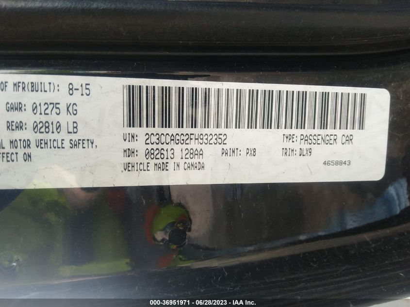 2015 CHRYSLER 300 S - 2C3CCAGG2FH932352