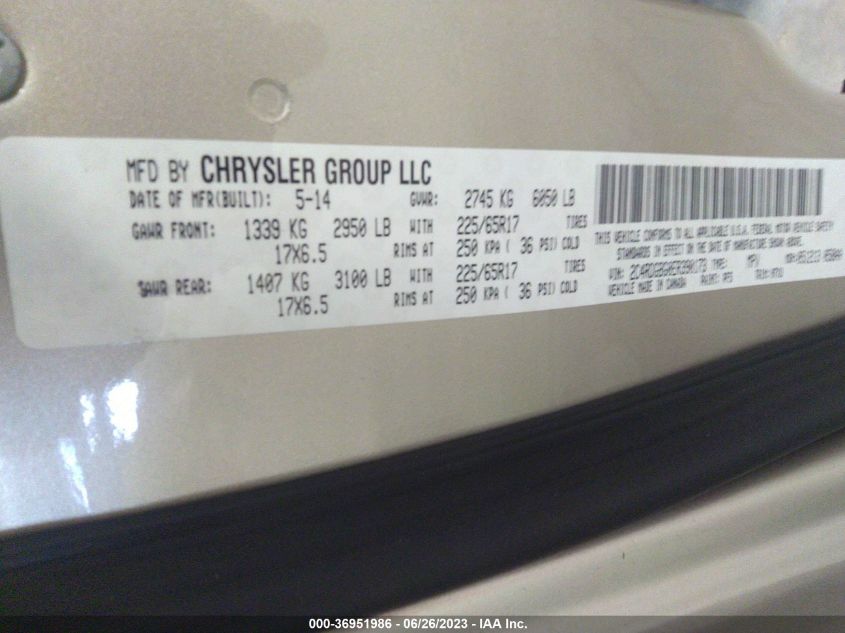 2014 DODGE GRAND CARAVAN SE - 2C4RDGBG0ER390173