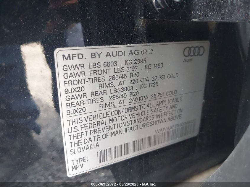 2017 AUDI Q7 PRESTIGE - WA1VAAF71HD046402