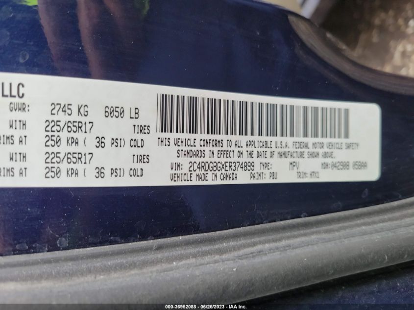 2014 DODGE GRAND CARAVAN SE - 2C4RDGBGXER374899
