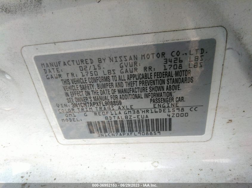 2015 NISSAN VERSA S/S PLUS/SL/SV - 3N1CN7APXFL908859