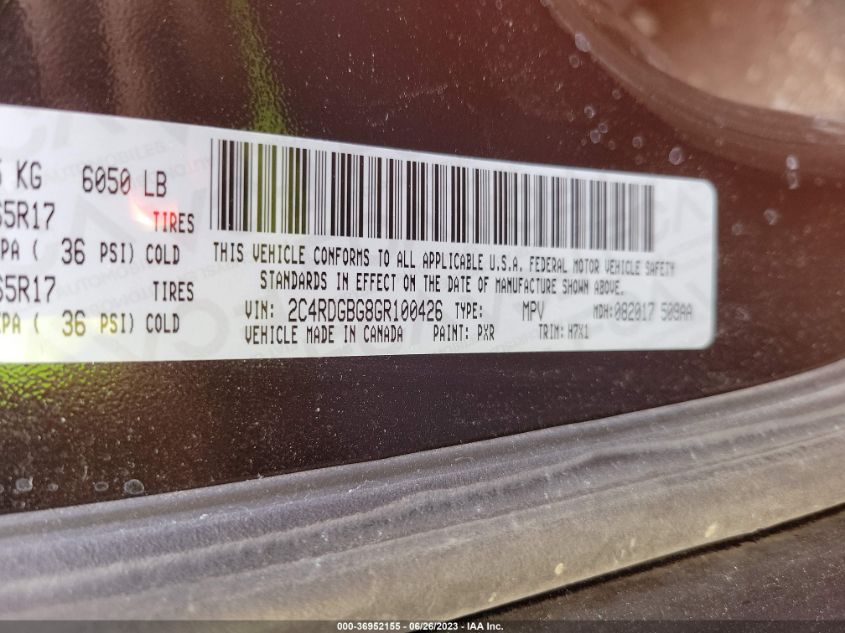 2016 DODGE GRAND CARAVAN SE - 2C4RDGBG8GR100426