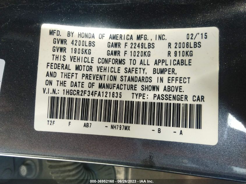 2015 HONDA ACCORD SEDAN LX - 1HGCR2F34FA121635