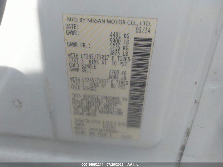 2014 NISSAN NV S/SV - 1N6AF0LX7EN103130