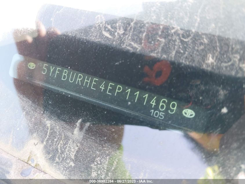 2014 TOYOTA COROLLA L/LE/S/S PLUS/LE PLUS - 5YFBURHE4EP111469