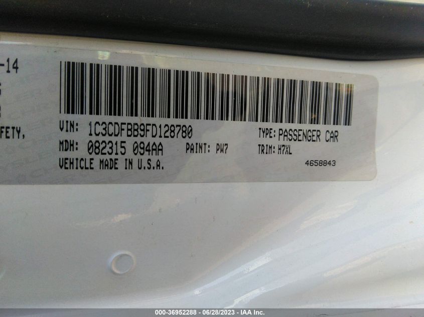 2015 DODGE DART SXT - 1C3CDFBB9FD128780