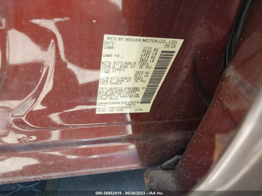 2017 NISSAN TITAN PLATINUM RESERVE - 1N6AA1E66HN505928