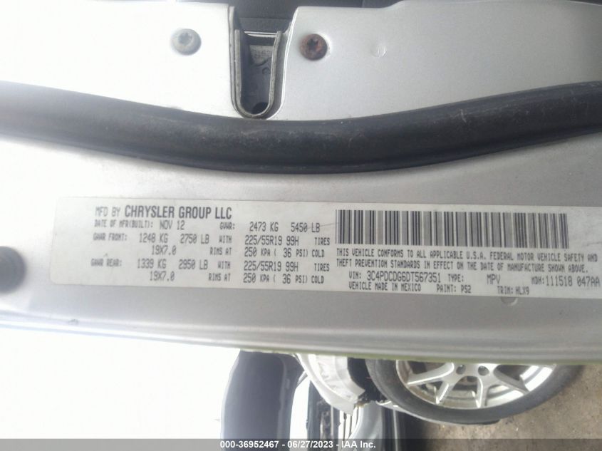 2013 DODGE JOURNEY CREW - 3C4PDCDG6DT567351
