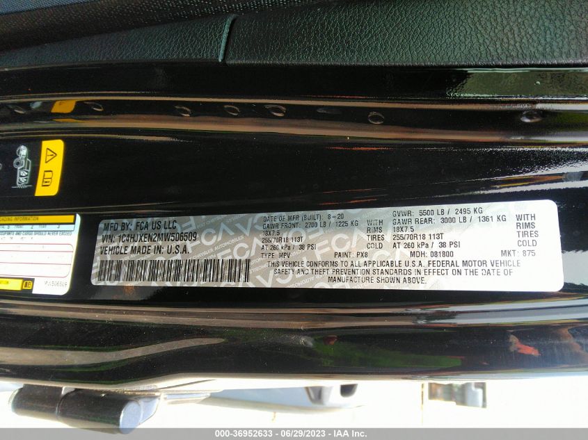2021 JEEP WRANGLER UNLIMITED SAHARA - 1C4HJXEN2MW506509