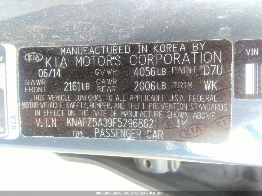 2015 KIA FORTE 5-DOOR SX - KNAFZ5A39F5296862