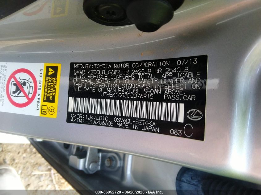 2013 LEXUS ES 350 4DR SDN - JTHBK1GG3D2076915