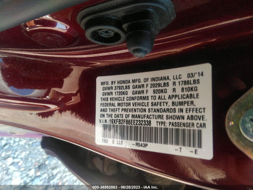 2014 HONDA CIVIC EX - 19XFB2F86EE232338