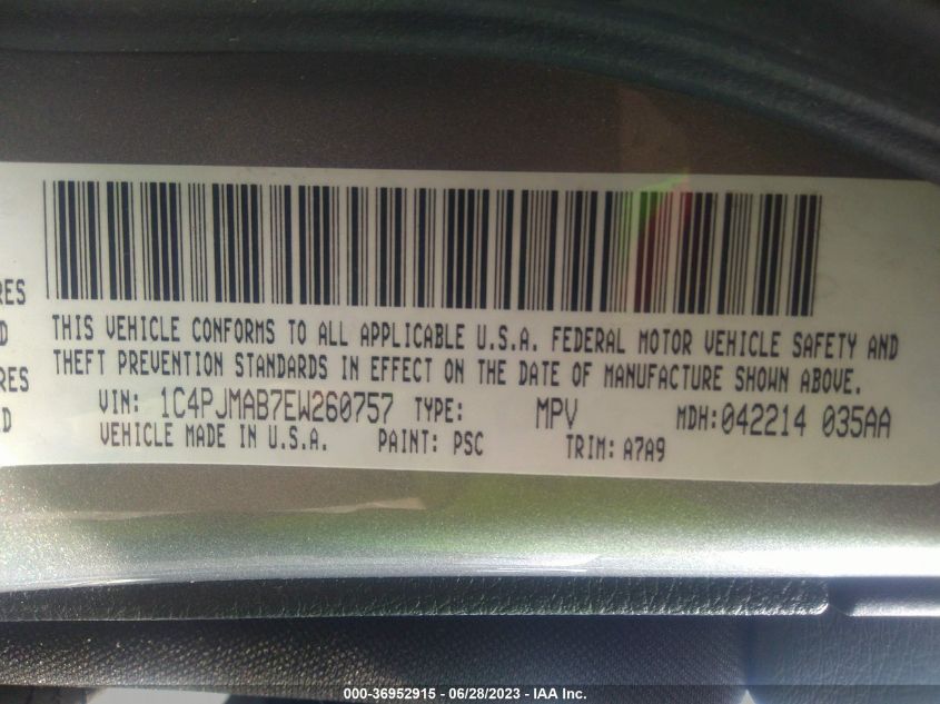 2014 JEEP CHEROKEE SPORT - 1C4PJMAB7EW260757