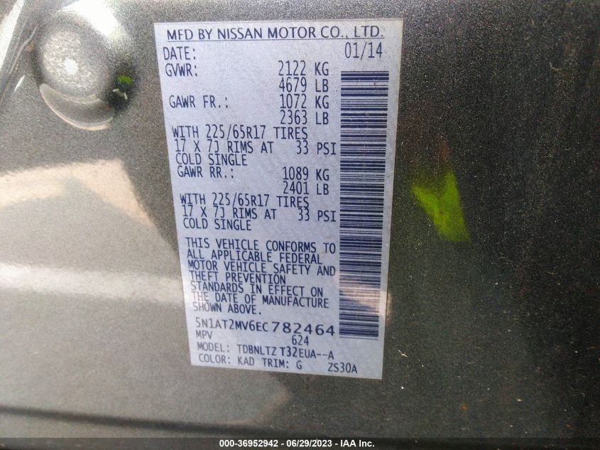 2014 NISSAN ROGUE SV - 5N1AT2MV6EC782464