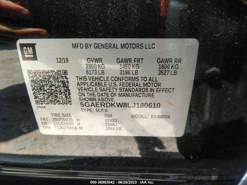 2020 BUICK ENCLAVE AVENIR - 5GAERDKW8LJ180610