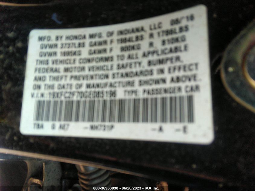 2016 HONDA CIVIC SEDAN EX - 19XFC2F70GE085196