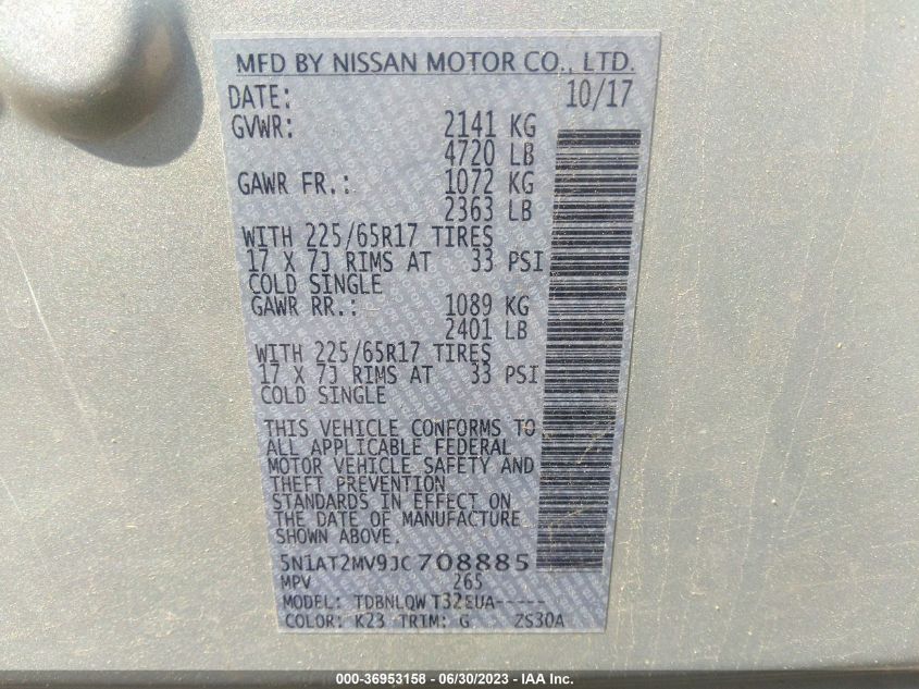 2018 NISSAN ROGUE SV - 5N1AT2MV9JC708885