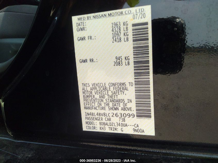 2020 NISSAN ALTIMA 2.5 S - 1N4BL4BV8LC263099