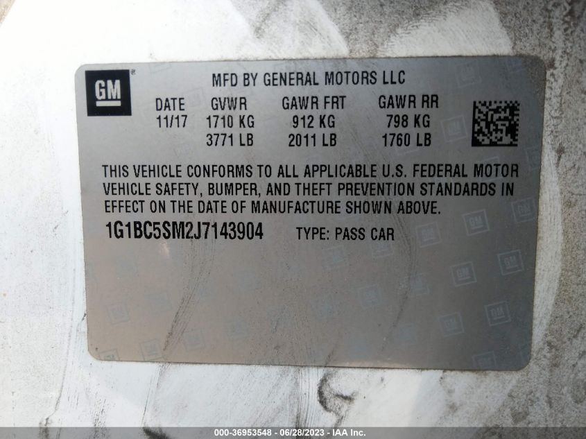 2018 CHEVROLET CRUZE LS - 1G1BC5SM2J7143904
