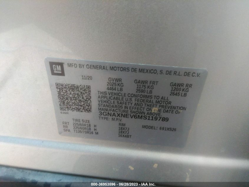 2021 CHEVROLET EQUINOX PREMIER - 3GNAXNEV6MS119789