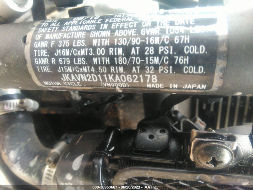 2019 KAWASAKI VN900 D JKAVN2D11KA062178