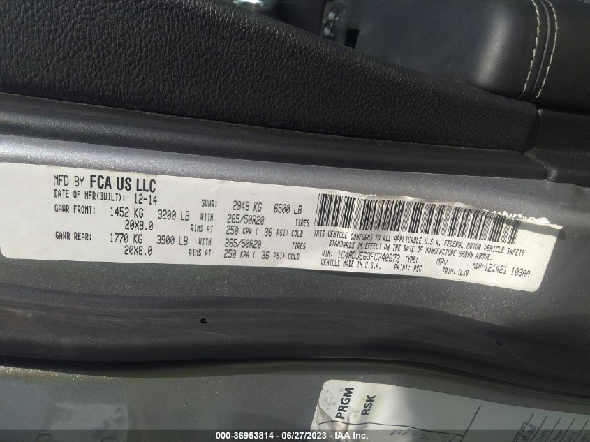 2015 DODGE DURANGO CITADEL - 1C4RDJEG3FC740673