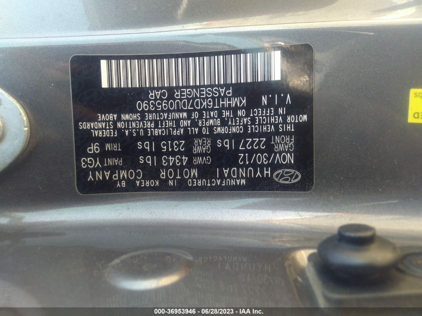 2013 HYUNDAI GENESIS COUPE 2.0T KMHHT6KD7DU095390