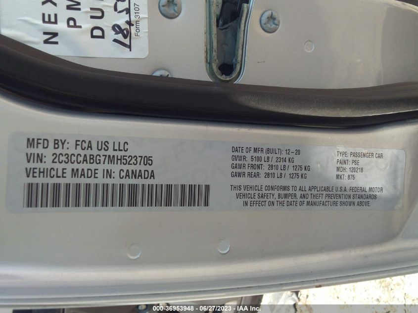 2021 CHRYSLER 300 300S - 2C3CCABG7MH523705