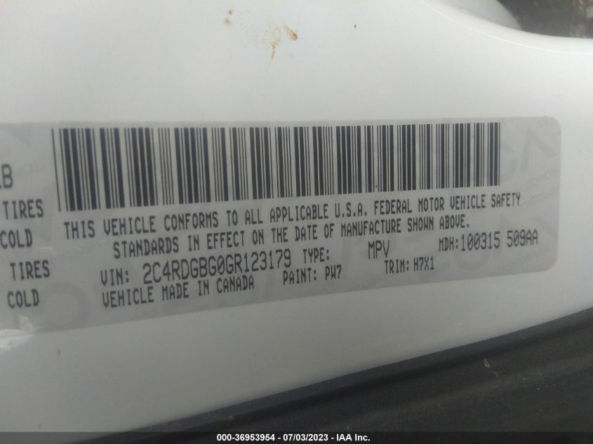 2016 DODGE GRAND CARAVAN SE - 2C4RDGBG0GR123179