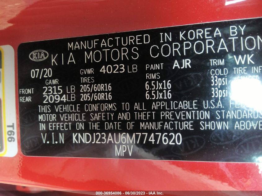 2021 KIA SOUL LX - KNDJ23AU6M7747620