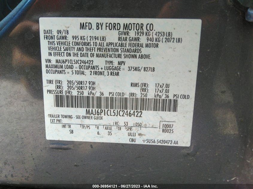 2018 FORD ECOSPORT SES - MAJ6P1CL5JC246422