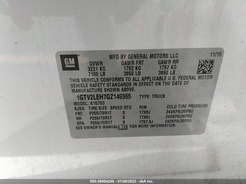 2016 GMC SIERRA 1500 - 1GTV2LEH7GZ149365
