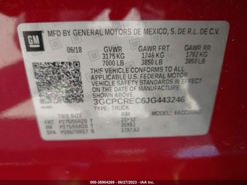 2018 CHEVROLET SILVERADO 1500 LT - 3GCPCREC6JG443246