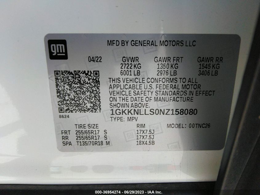 2022 GMC ACADIA AT4 - 1GKKNLLS0NZ158080