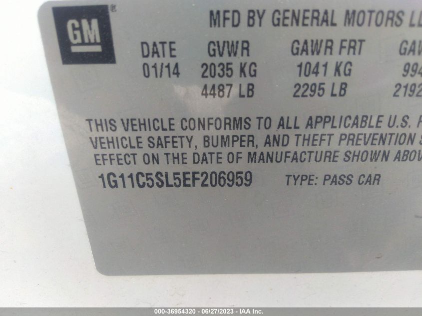 2014 CHEVROLET MALIBU LT - 1G11C5SL5EF206959