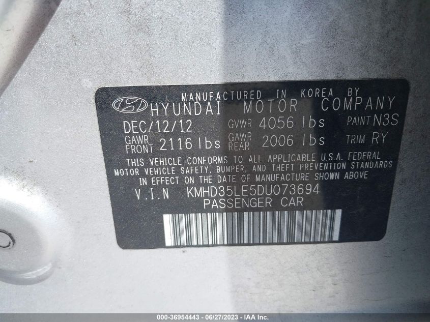 2013 HYUNDAI ELANTRA GT - KMHD35LE5DU073694