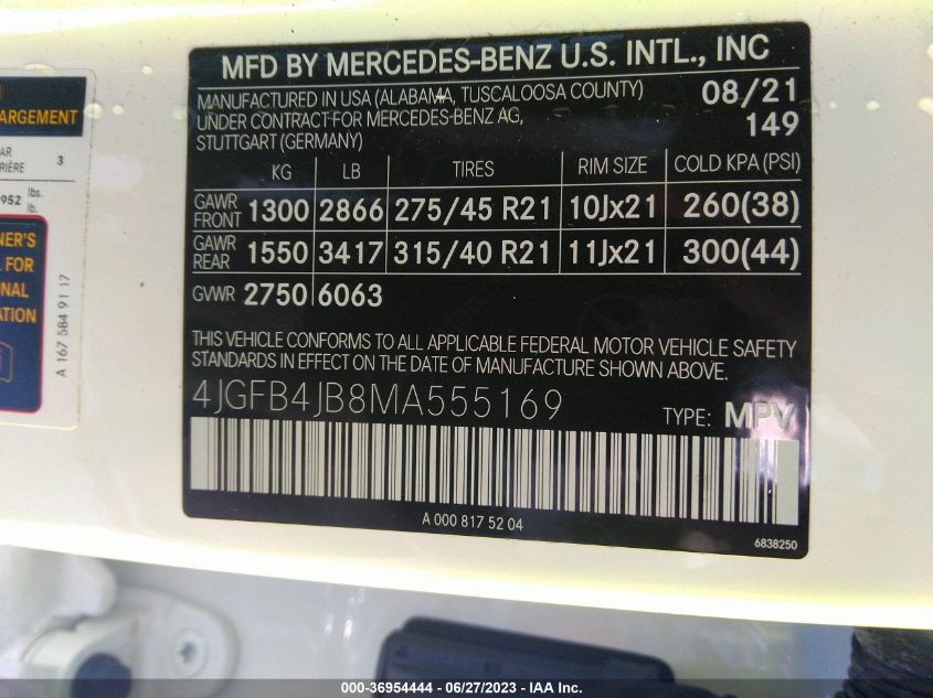 4JGFB4JB8MA555169 2021 MERCEDES-BENZ GLE-CLASS, photo no. 9