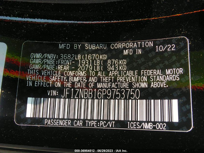 2023 TOYOTA GR86 JF1ZNBB16P9753750