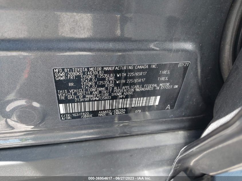 2021 TOYOTA RAV4 LE - 2T3H1RFV8MW135803
