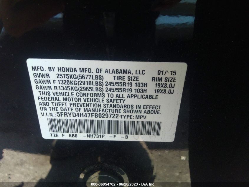 2015 ACURA MDX TECH PKG - 5FRYD4H47FB029722