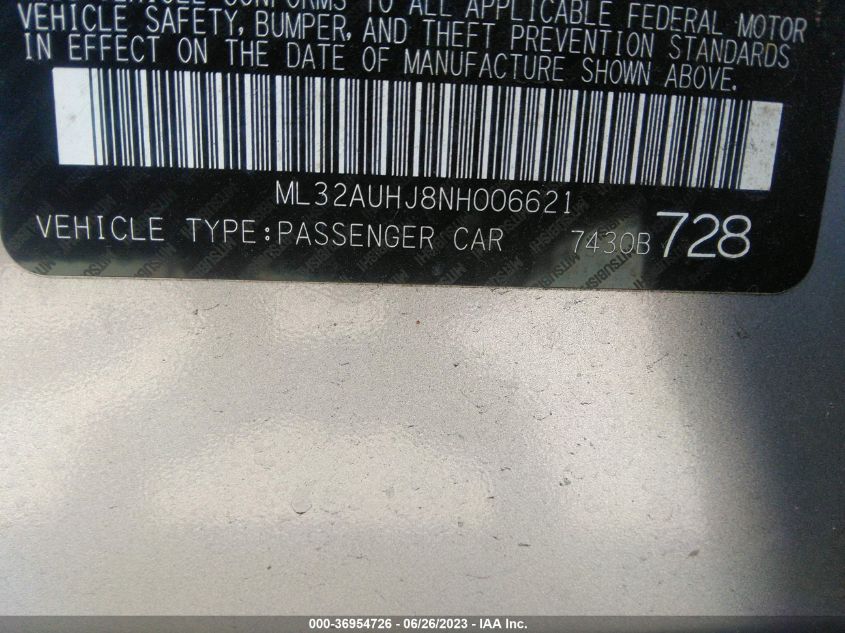 2022 MITSUBISHI MIRAGE ES/LE - ML32AUHJ8NH006621