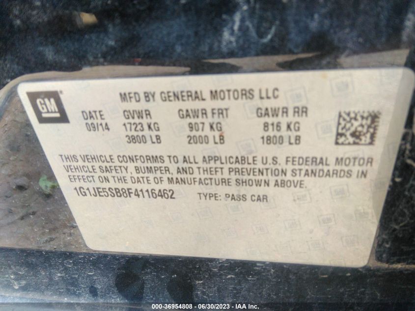 2015 CHEVROLET SONIC LTZ - 1G1JE5SB8F4116462