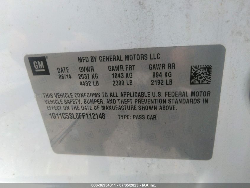 2015 CHEVROLET MALIBU LT - 1G11C5SL0FF112148