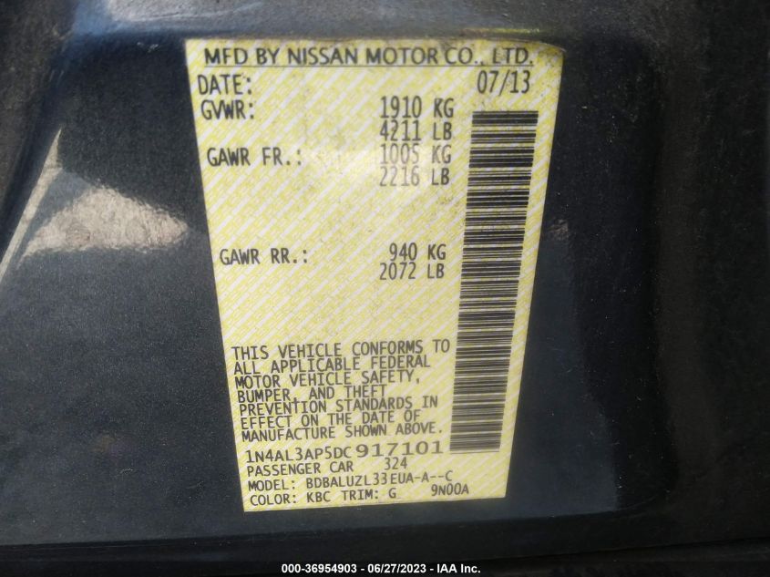2013 NISSAN ALTIMA 2.5 SV - 1N4AL3AP5DC917101