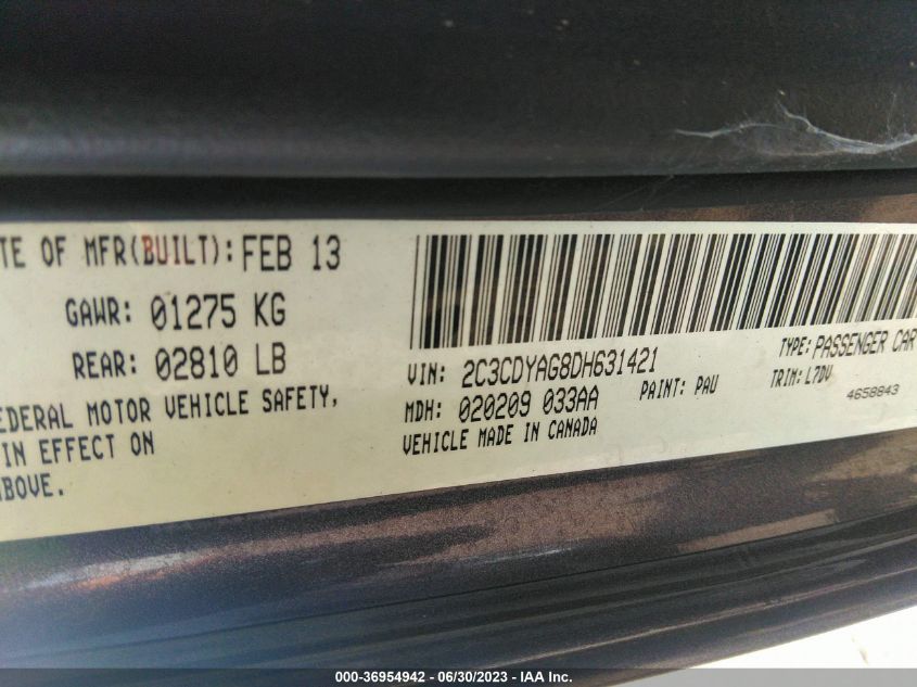2013 DODGE CHALLENGER SXT - 2C3CDYAG8DH631421