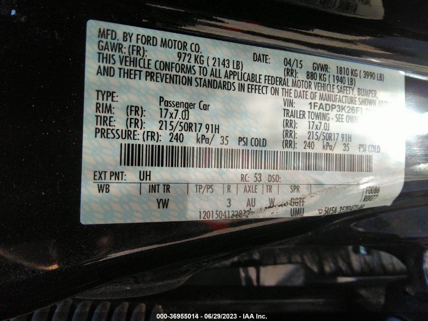 2015 FORD FOCUS SE - 1FADP3K26FL287421