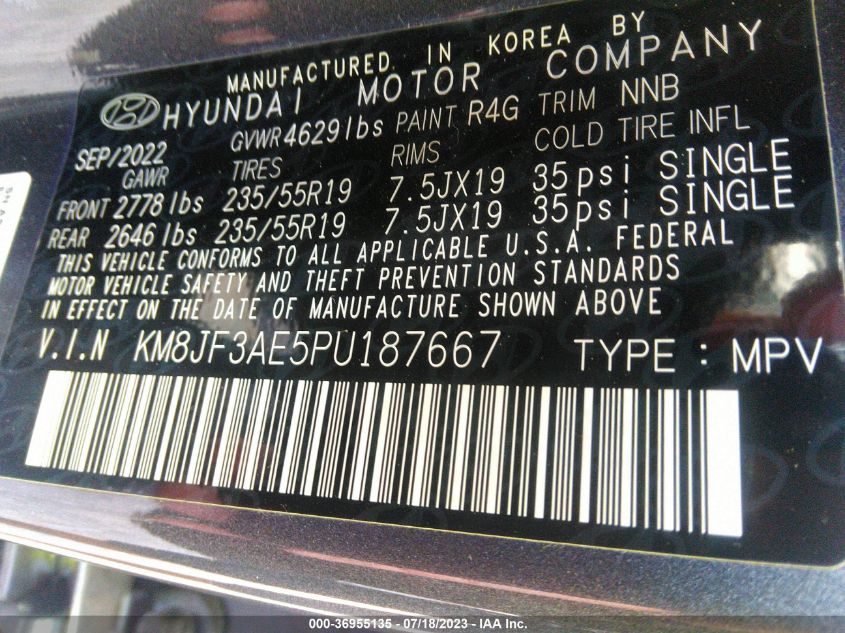 2023 HYUNDAI TUCSON SEL - 5NMJF3AE4PH207225