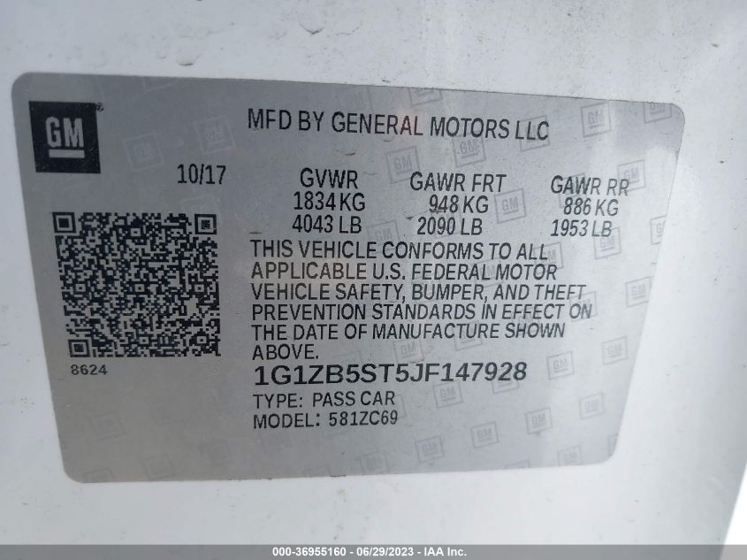 2018 CHEVROLET MALIBU LS - 1G1ZB5ST5JF147928