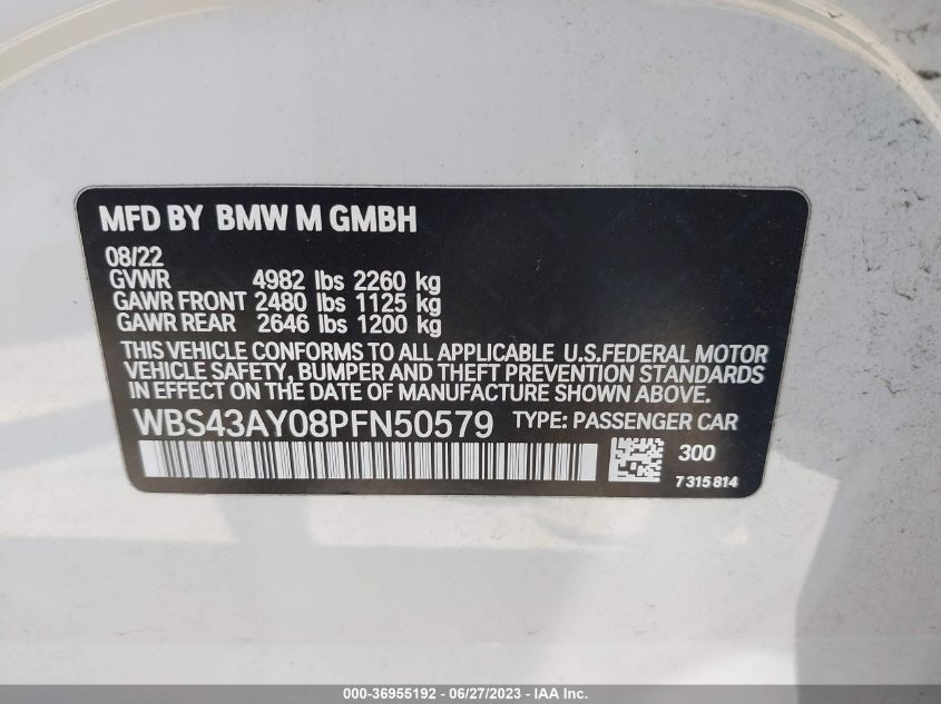 2023 BMW M3 COMPETITION XDRIVE - WBS43AY08PFN50579