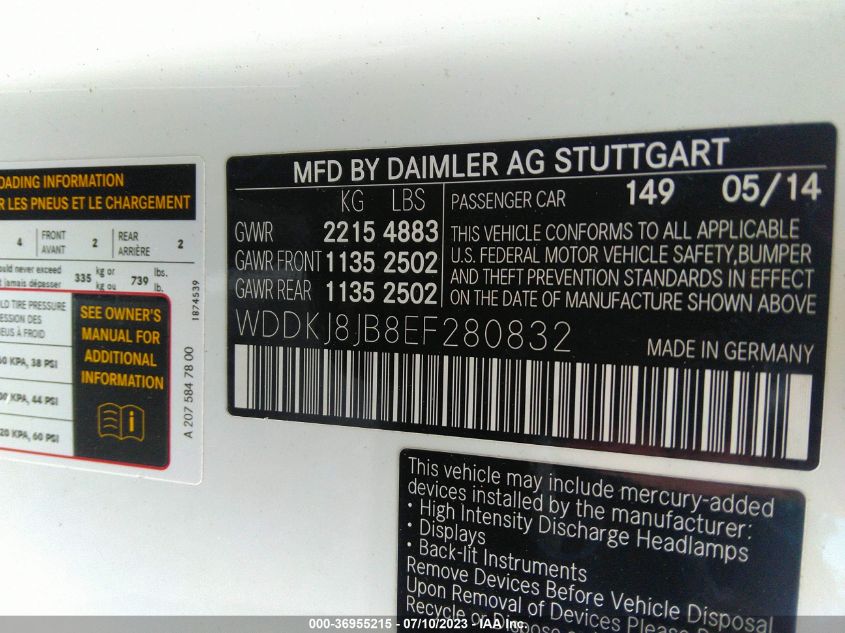 2014 MERCEDES-BENZ E-CLASS E 350 - WDDKJ8JB8EF280832